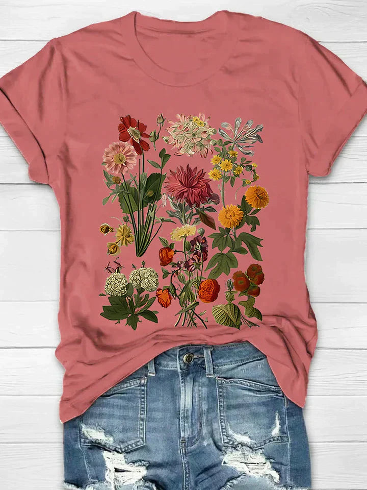 Lorelei - Camiseta vintage con estampado floral para mujer