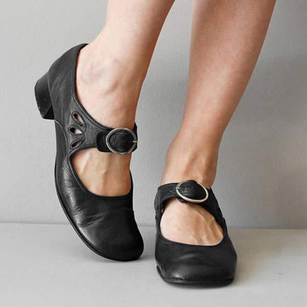 Fiona - Zapatos ortopédicos vintage con puntera redonda