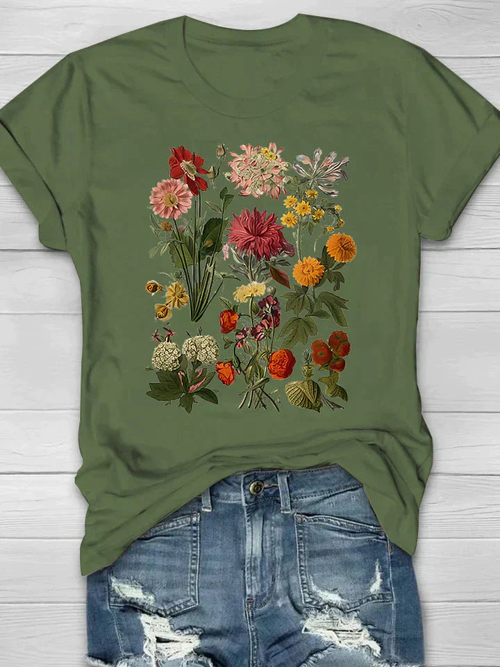 Lorelei - Camiseta vintage con estampado floral para mujer