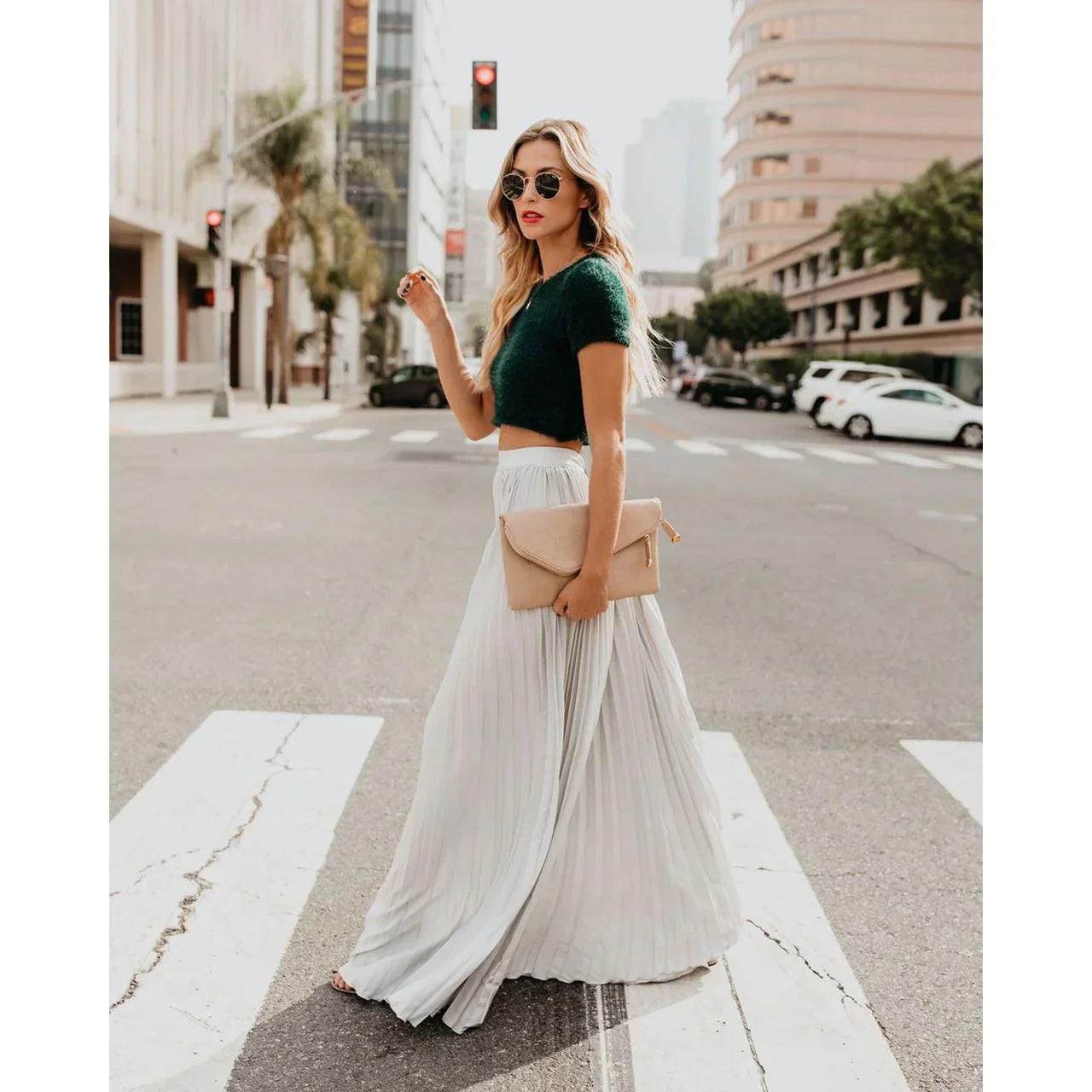 Veluna – Elegante maxifalda plisada