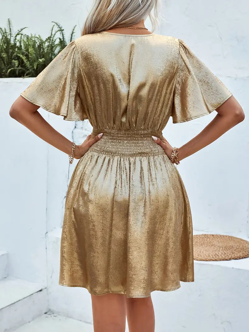 Fayruz – Minivestido con escote en V y mangas de volantes