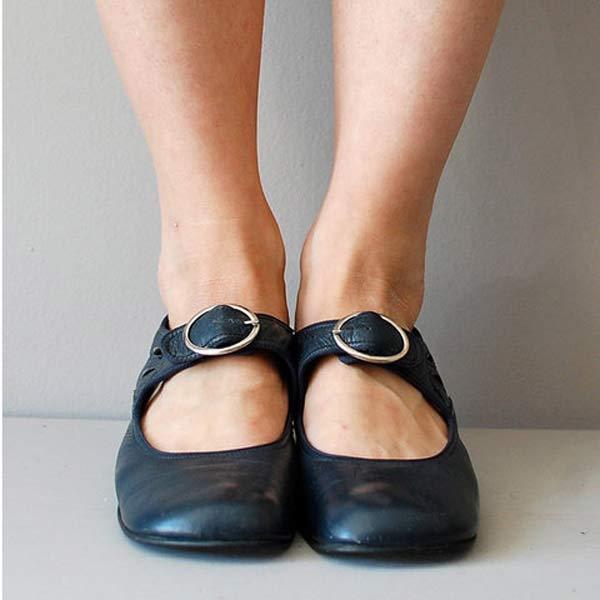 Fiona - Zapatos ortopédicos vintage con puntera redonda