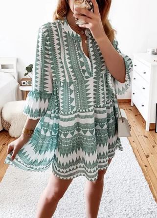 Juliene - Vestido de largo medio con mangas acampanada
