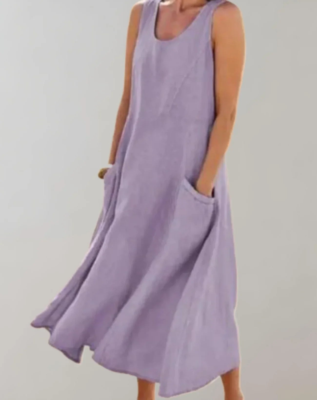 Jolie – Vestido midi sin mangas de algodón y lino