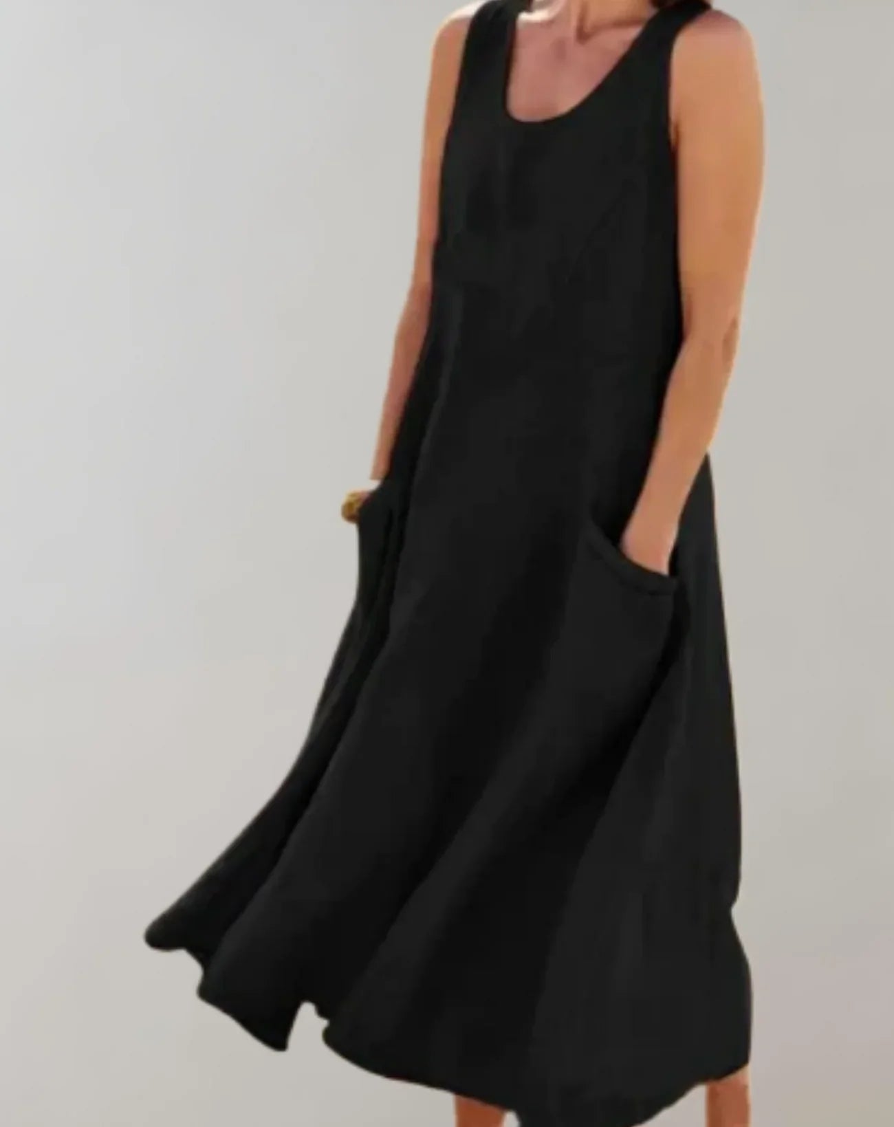 Jolie – Vestido midi sin mangas de algodón y lino