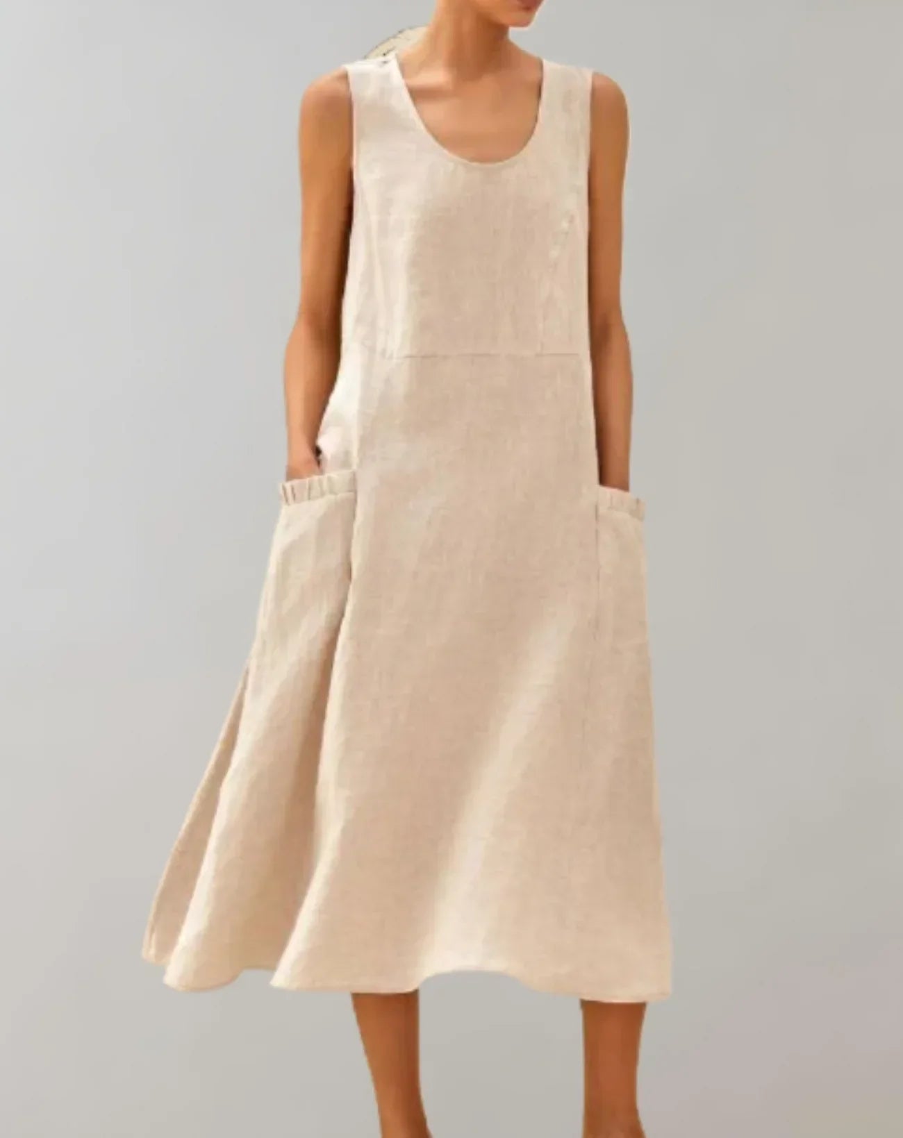 Jolie – Vestido midi sin mangas de algodón y lino