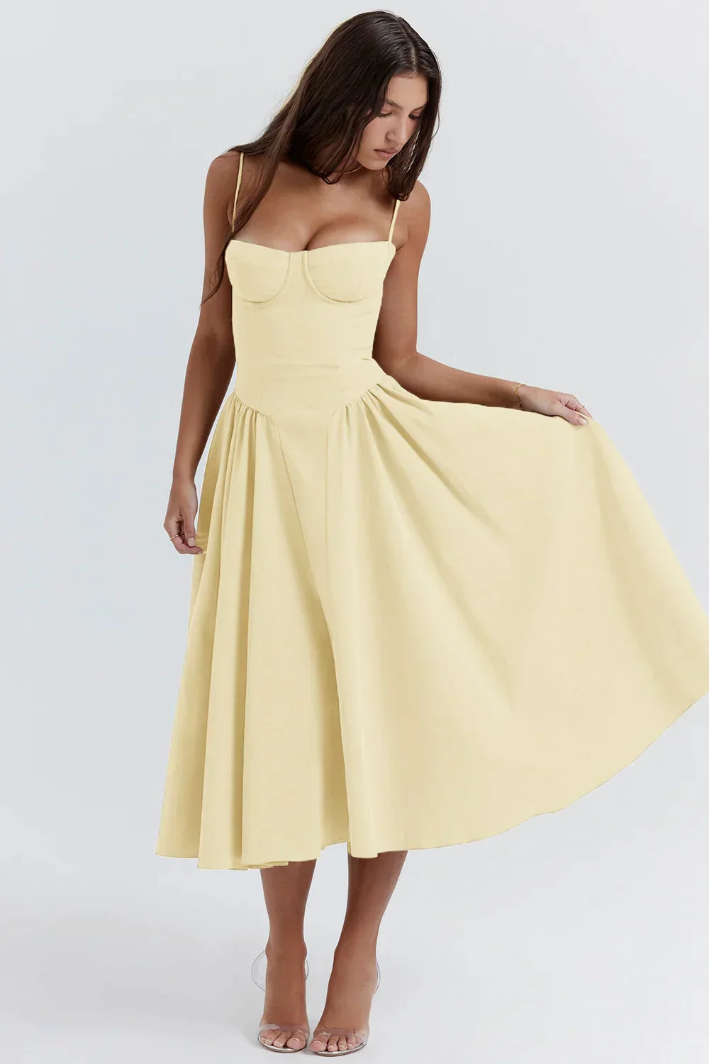 Dahlia - Elegante vestido de tirantes plisado