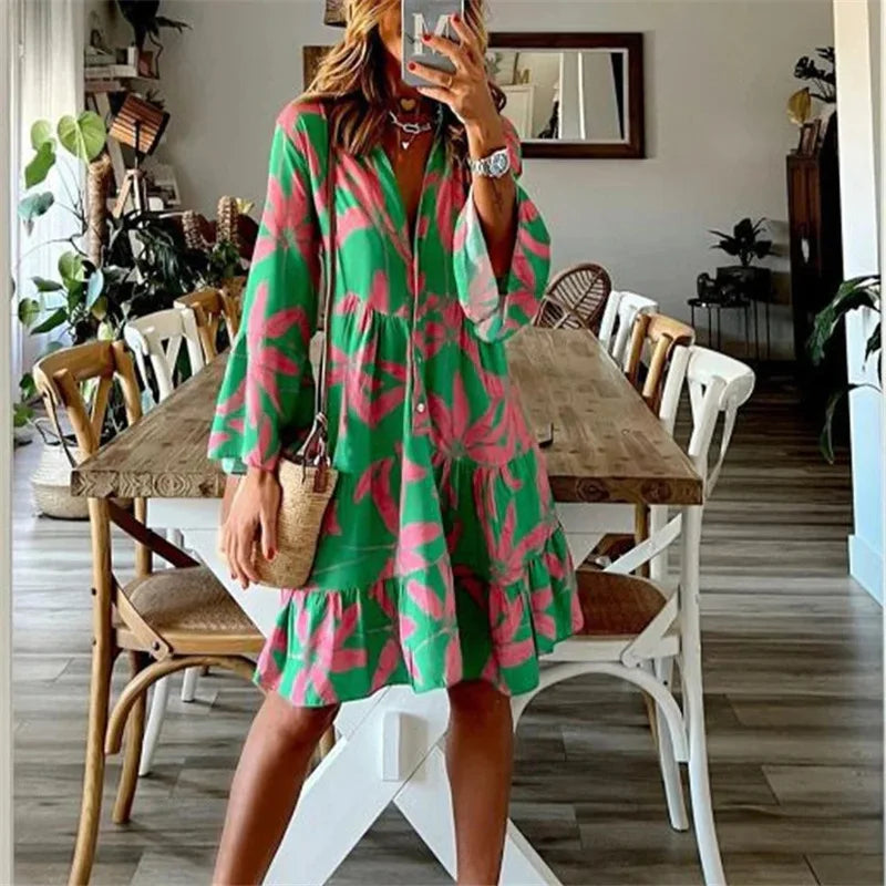 Juliene - Vestido de largo medio con mangas acampanada