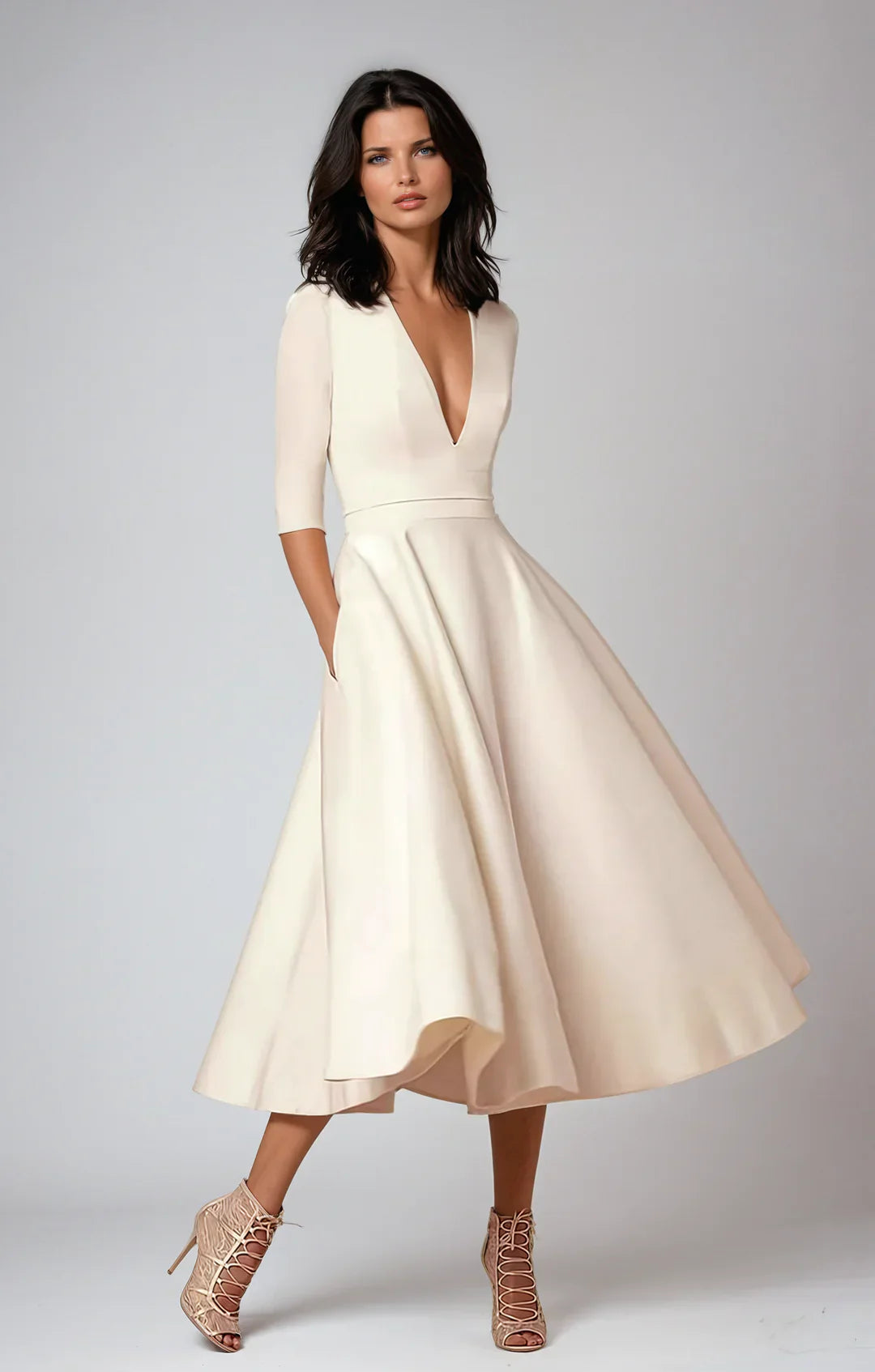Azmira – Elegante vestido midi de línea A