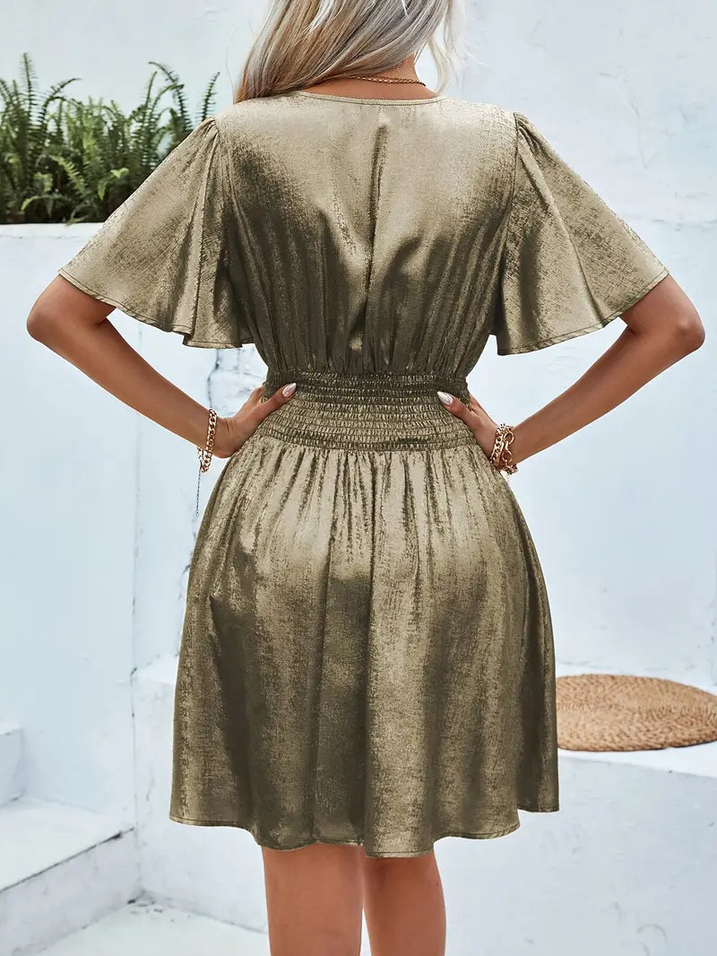 Fayruz – Minivestido con escote en V y mangas de volantes