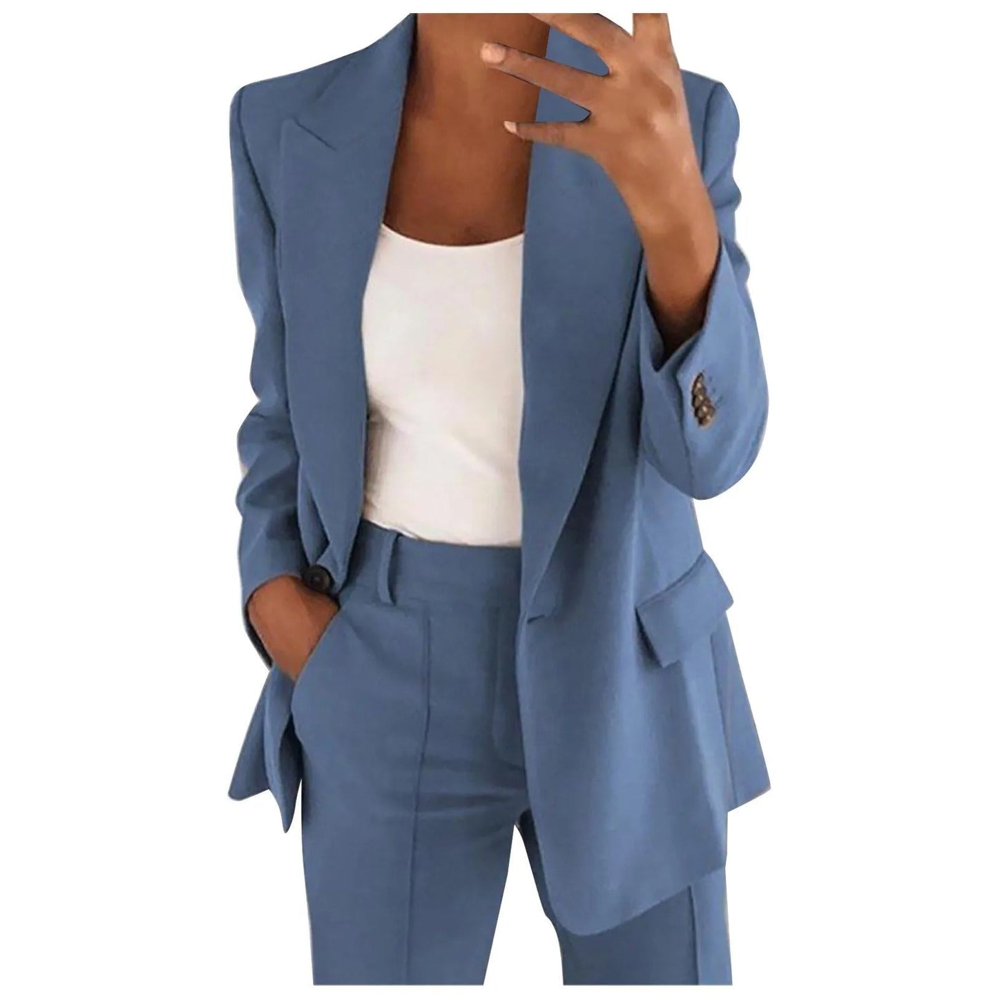 MiraSet - Conjunto de traje de mujer con americana y pantalón en color liso