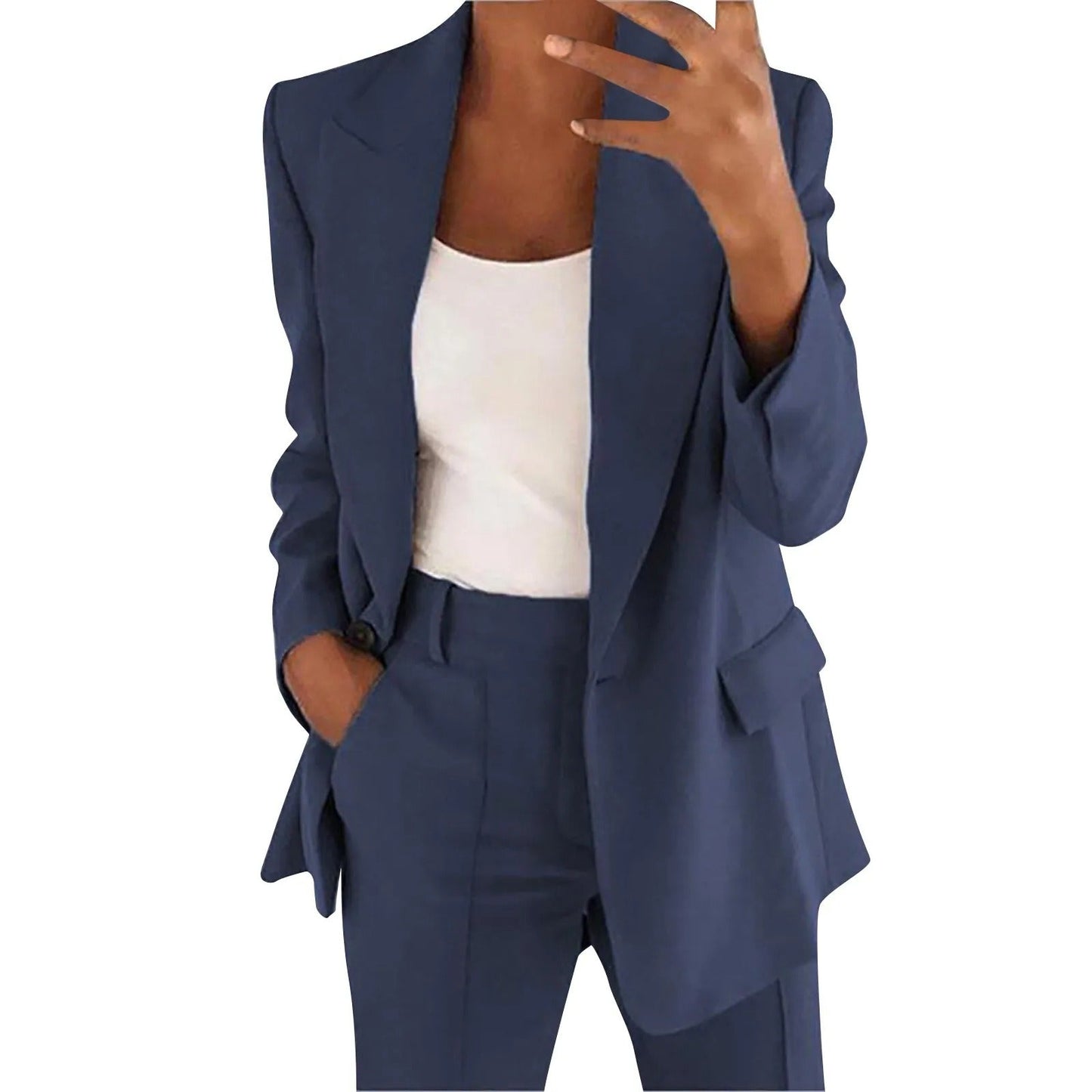 MiraSet - Conjunto de traje de mujer con americana y pantalón en color liso