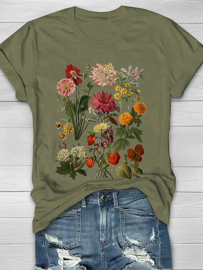 Lorelei - Camiseta vintage con estampado floral para mujer