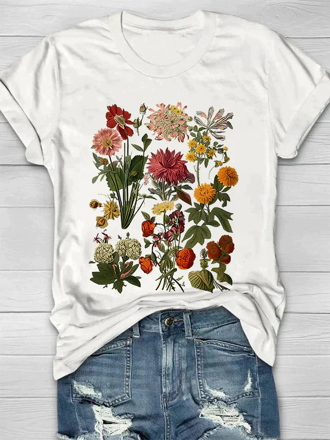 Lorelei - Camiseta vintage con estampado floral para mujer