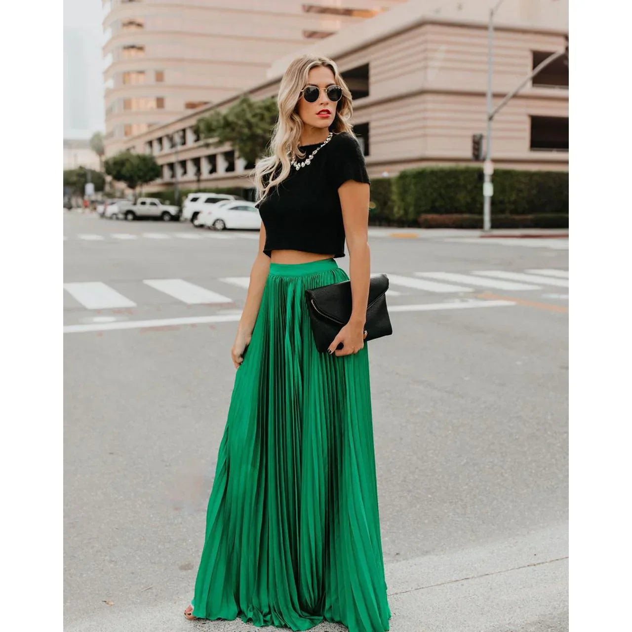 Veluna – Elegante maxifalda plisada