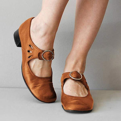 Fiona - Zapatos ortopédicos vintage con puntera redonda