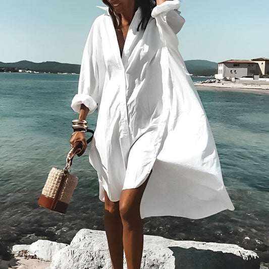 JELLA - Vestido blusón blanco de veran
