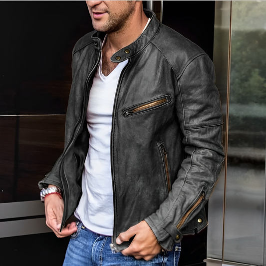 Chaqueta de cuero elegante para todas las estaciones - Dalton
