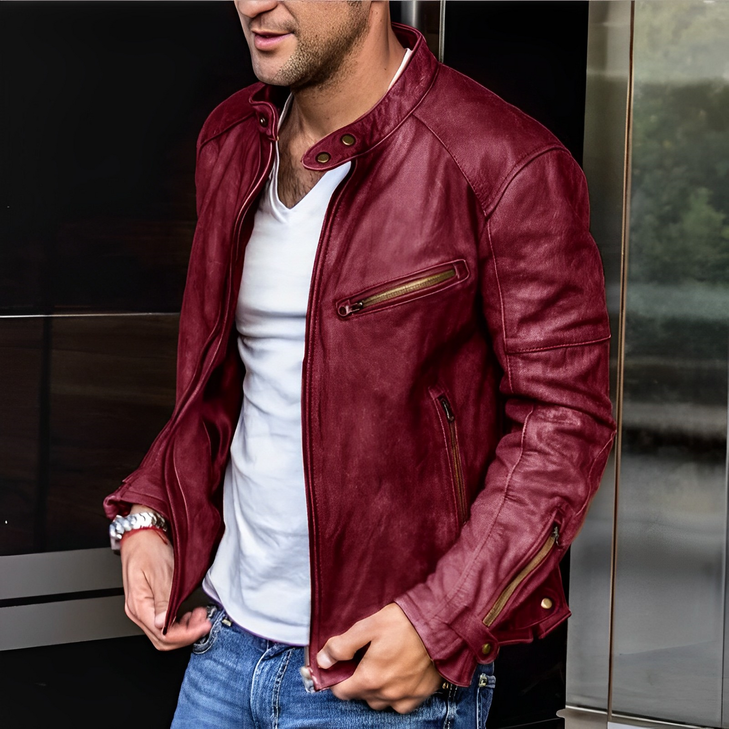 Chaqueta de cuero elegante para todas las estaciones - Dalton