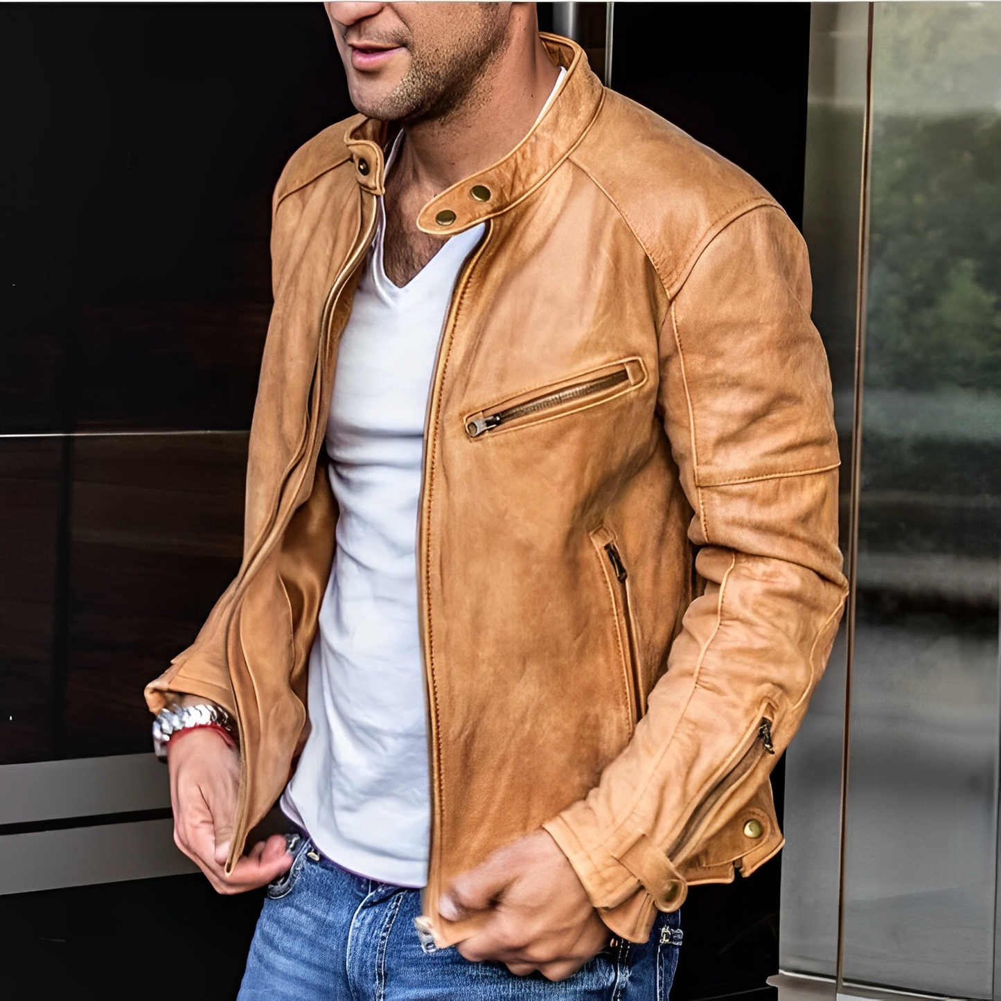 Chaqueta de cuero elegante para todas las estaciones - Dalton