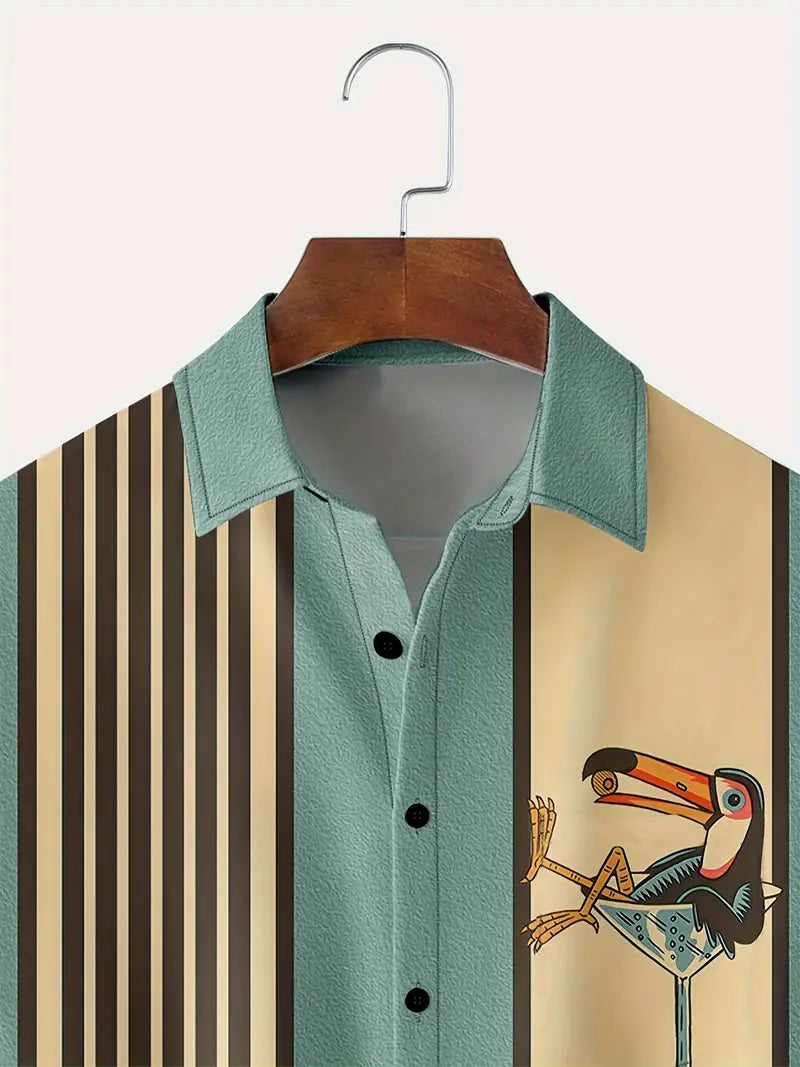 Thomas - Camisa de rayas de manga corta para hombre
