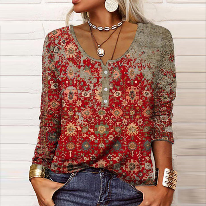 Inès - Elegante jersey con estampado azteca