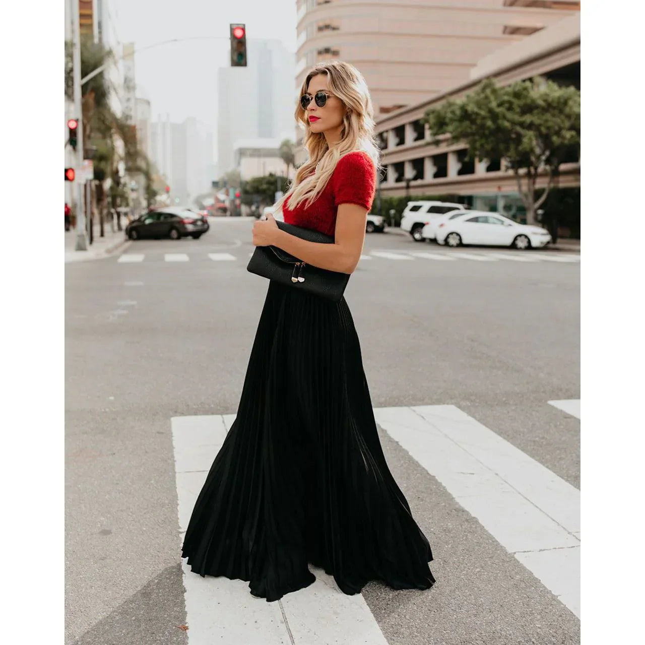 Veluna – Elegante maxifalda plisada
