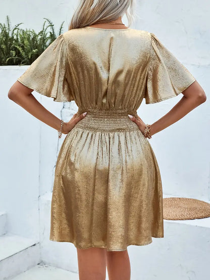 Fayruz – Minivestido con escote en V y mangas de volantes