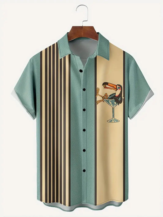 Thomas - Camisa de rayas de manga corta para hombre