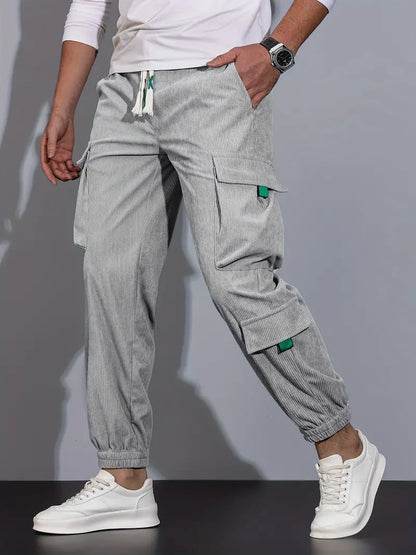 Aldrich - Pantalones cargo casual sólidos para hombre