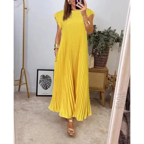 Coralyn - Sencillo vestido plisado monocolor
