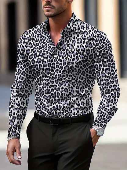 Anthony - Camisa con estampado gráfico y de leopardo para hombre
