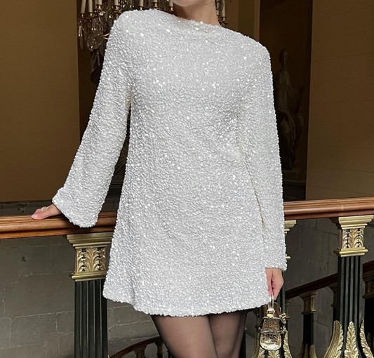 Valeria - Vestido blanco con purpurina