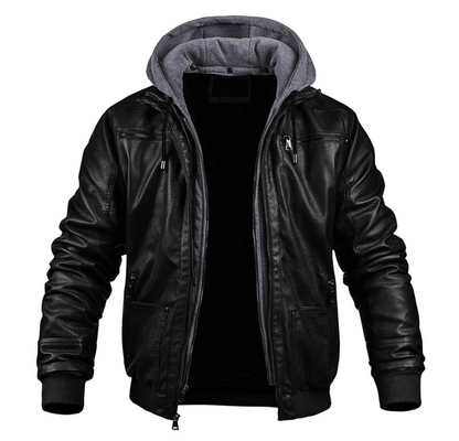 BENJAMIN - Elegante chaqueta de invierno de piel de primera calidad con capucha