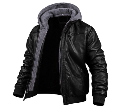 BENJAMIN - Elegante chaqueta de invierno de piel de primera calidad con capucha
