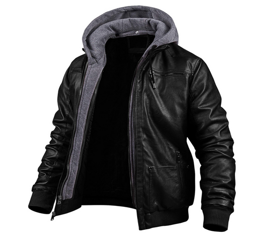BENJAMIN - Elegante chaqueta de invierno de piel de primera calidad con capucha