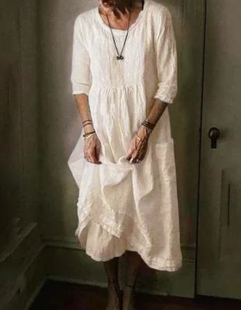 Carmine - Vestido oversize de algodón y lino para mujer