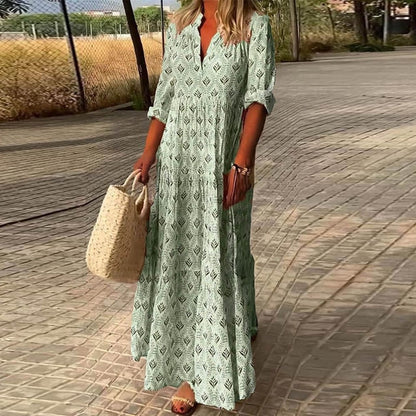 ALEXIS - Vestido casual de manga larga con escote en