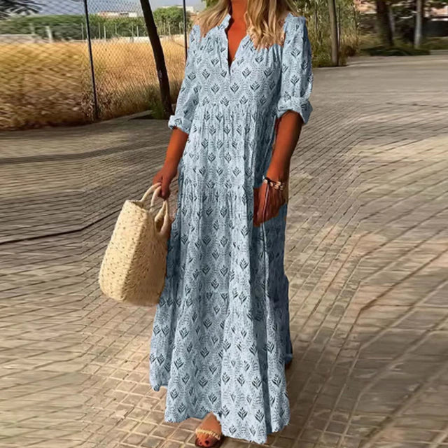 ALEXIS - Vestido casual de manga larga con escote en