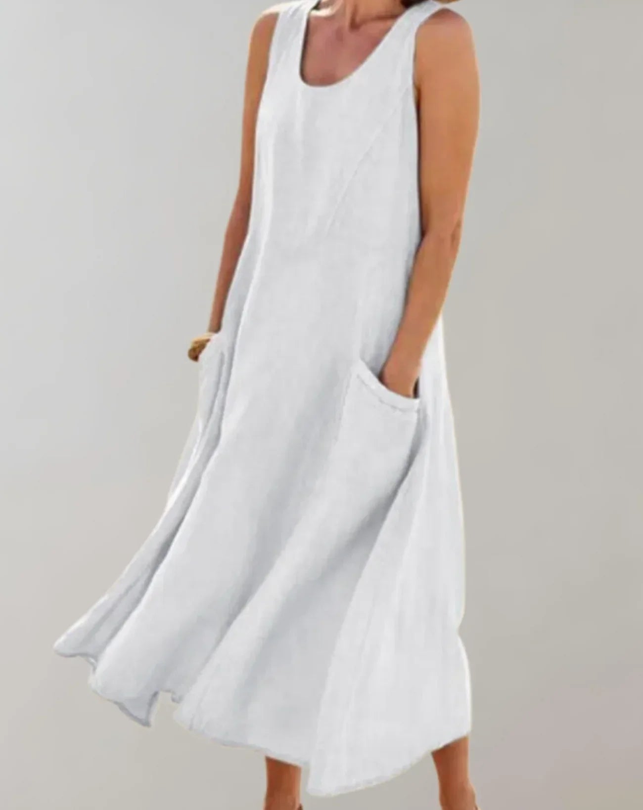 Jolie – Vestido midi sin mangas de algodón y lino