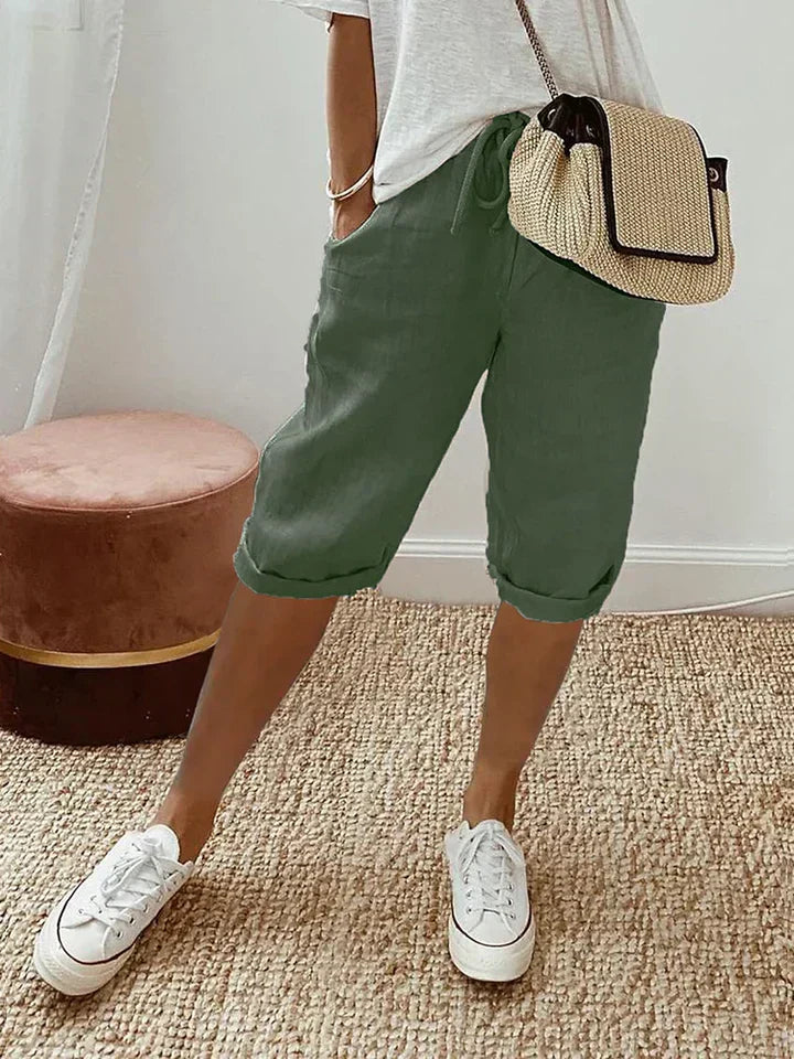 Adriada - Pantalones cortos de mujer de algodón y lin