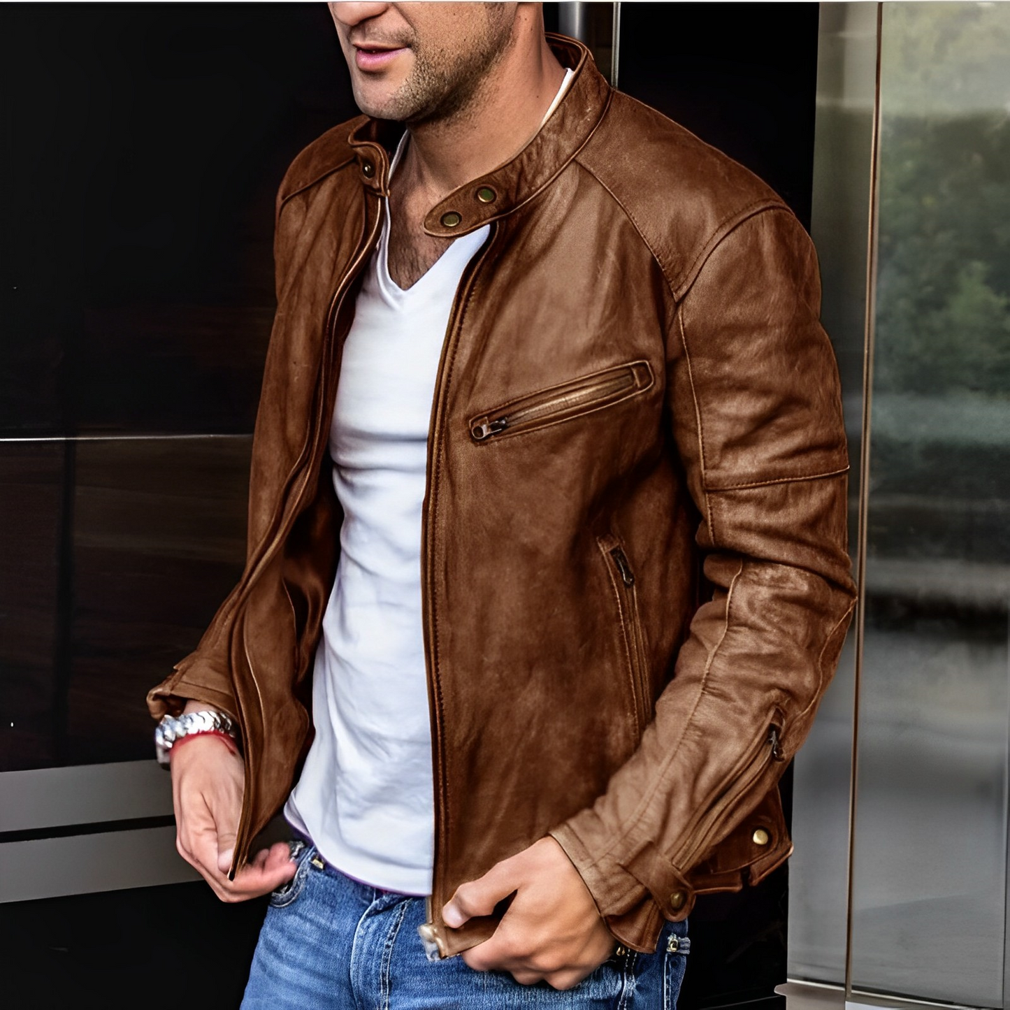 Chaqueta de cuero elegante para todas las estaciones - Dalton