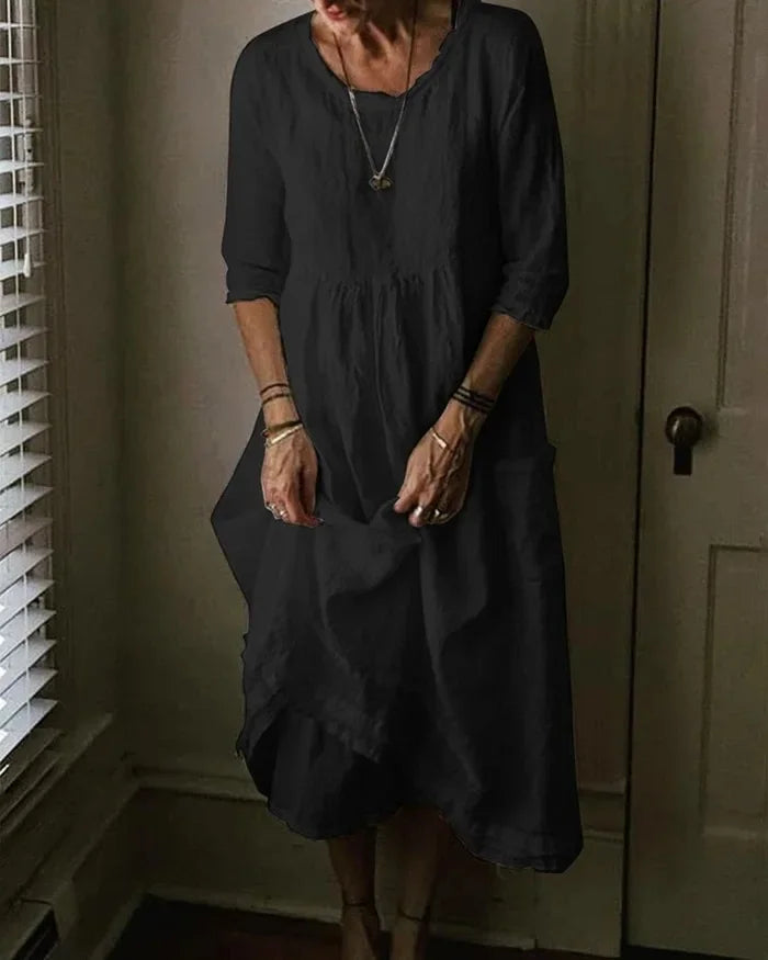 Carmine - Vestido oversize de algodón y lino para mujer