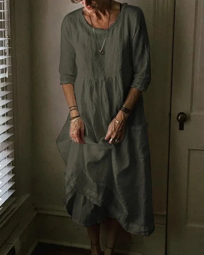 Carmine - Vestido oversize de algodón y lino para mujer