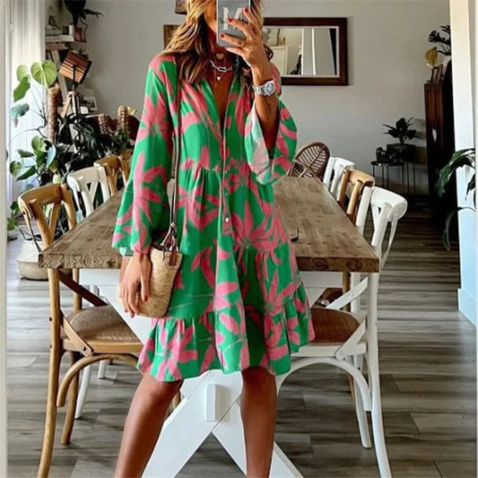 Juliene - Vestido de largo medio con mangas acampanada