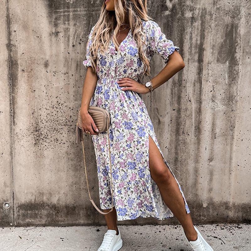 Ariana - Vestido con estampado floral y abertura