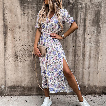 Ariana - Vestido con estampado floral y abertura