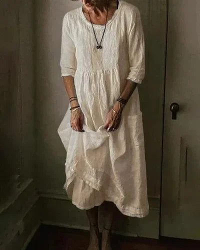 Carmine - Vestido oversize de algodón y lino para mujer