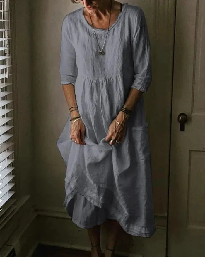 Carmine - Vestido oversize de algodón y lino para mujer