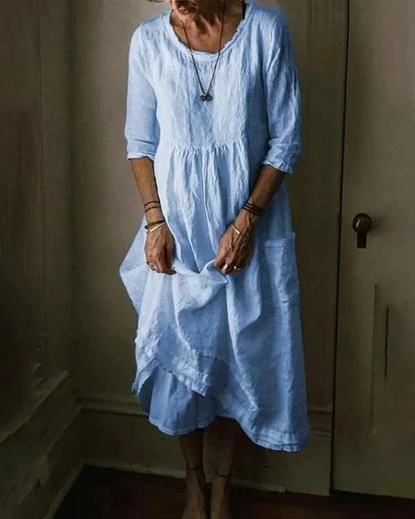 Carmine - Vestido oversize de algodón y lino para mujer